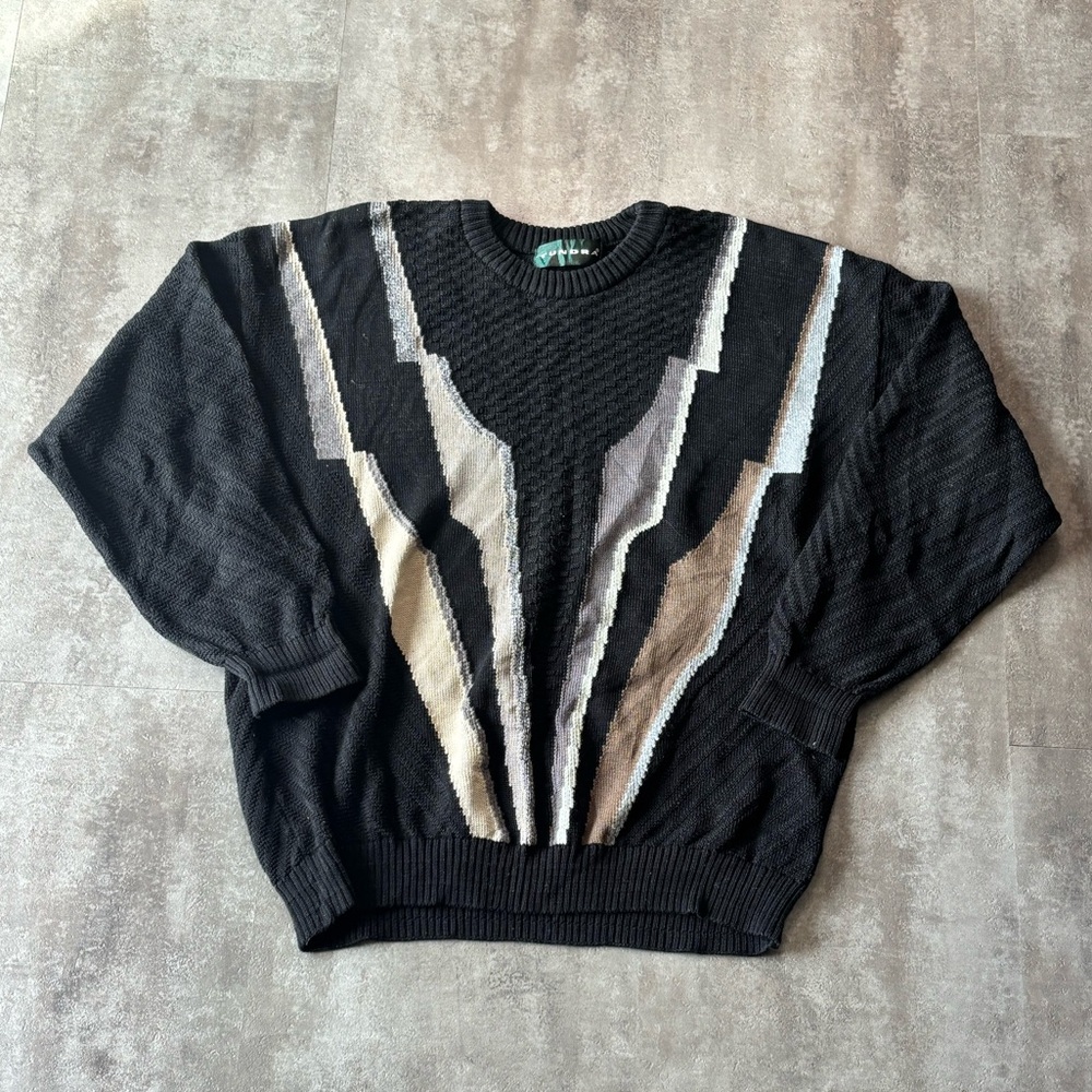 Vintage Tundra Knit Sweater Mens Medium Black